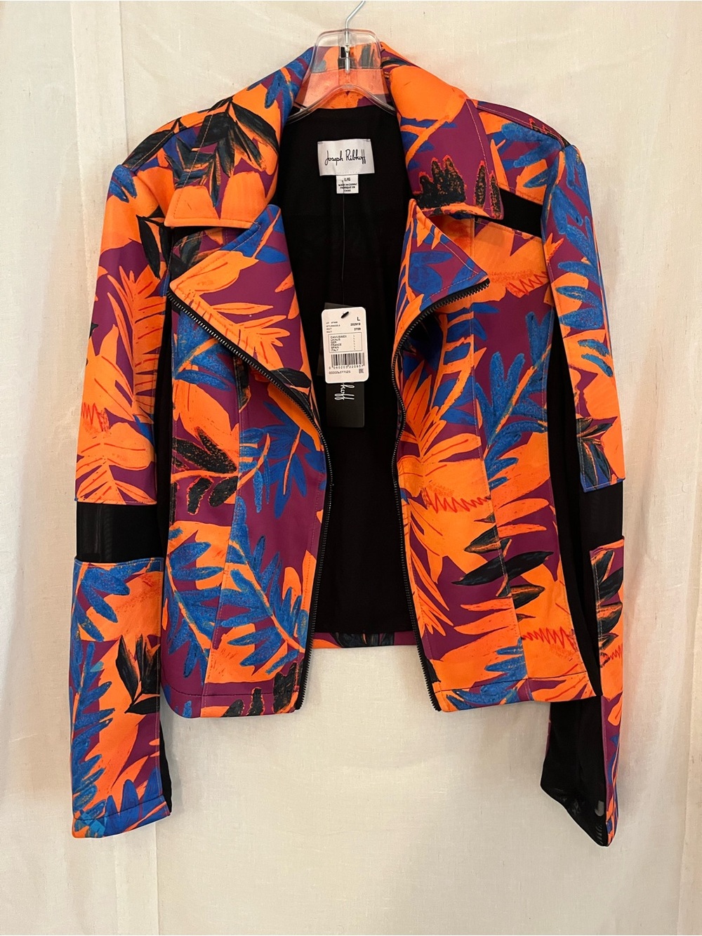 Joseph Ribkoff Orange, Purple & Blue Floral Moto Jacket